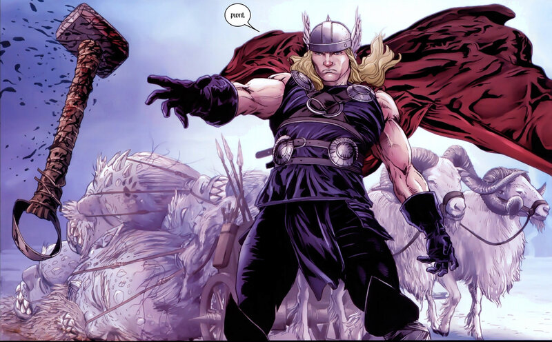 Thor in battle with Mjolnir