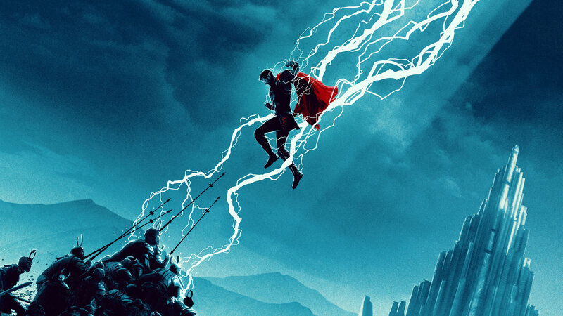 Thor in Flight with Lightning