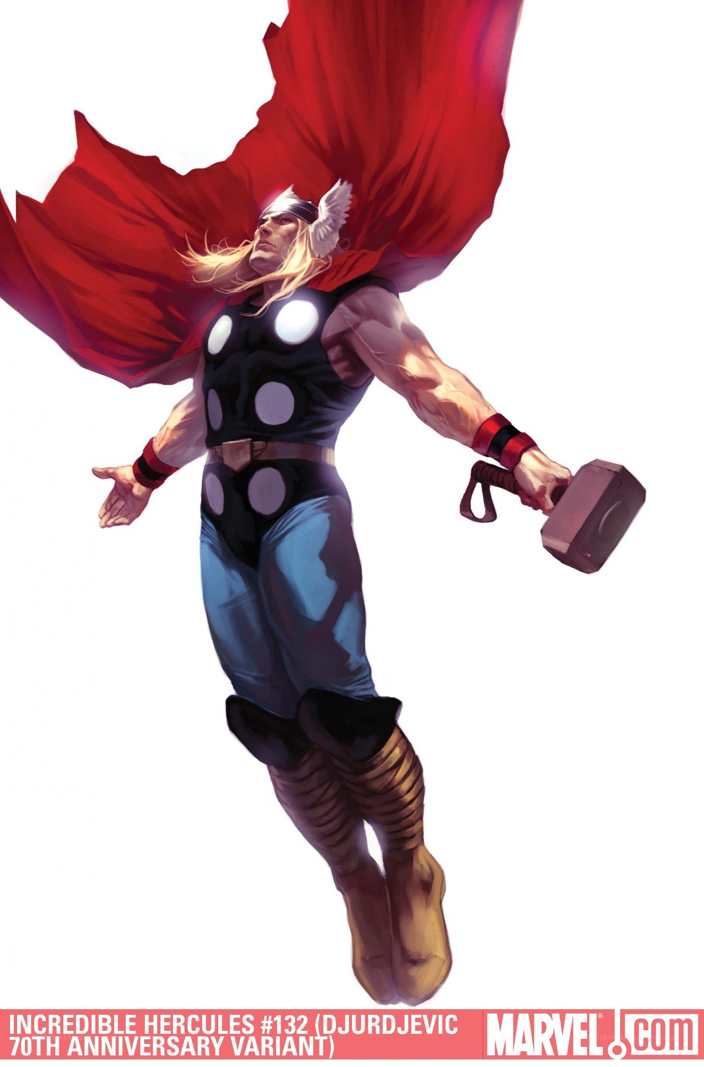 Thor in flight with Mjolnir