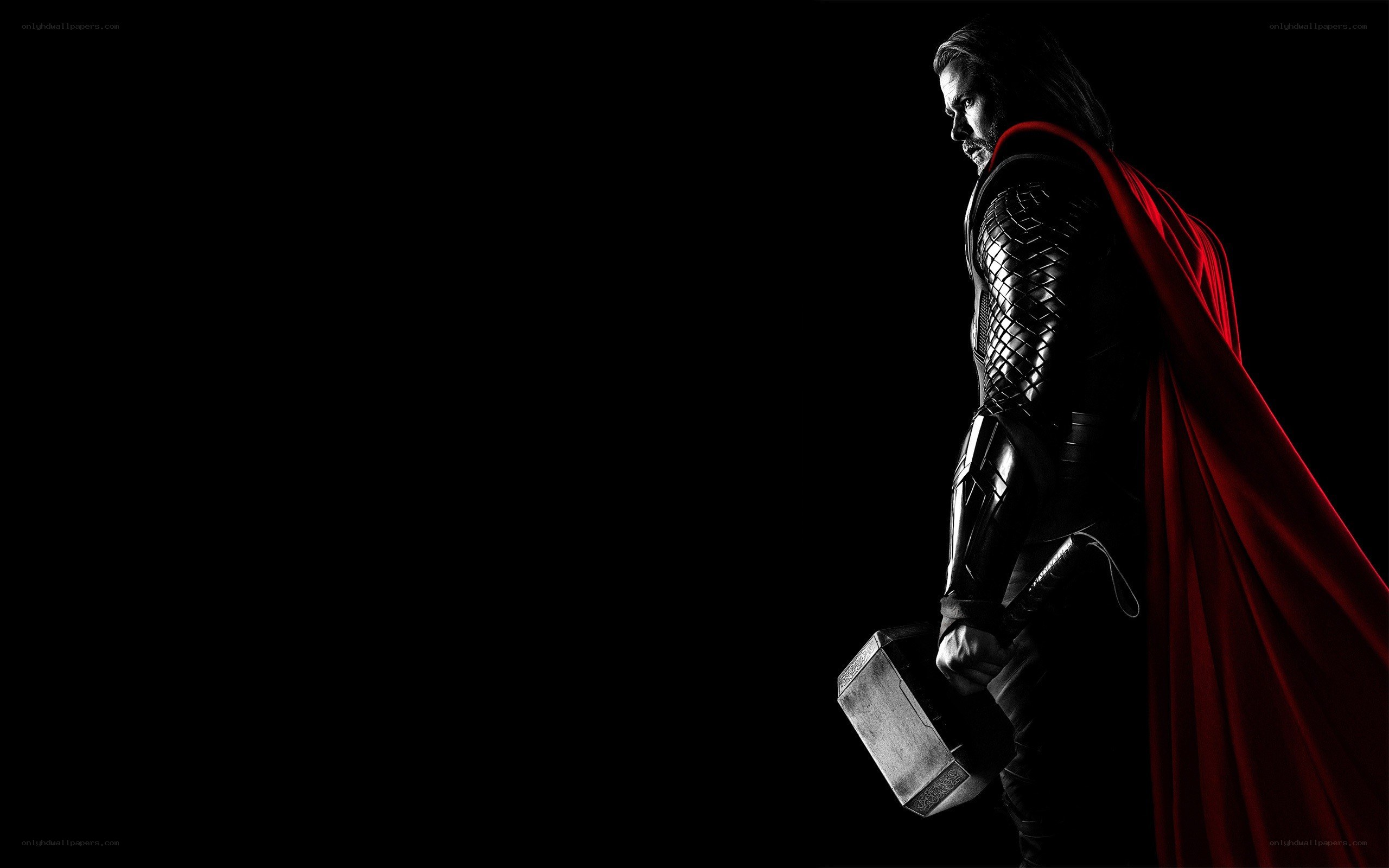 Thor in silhouette with Mjolnir