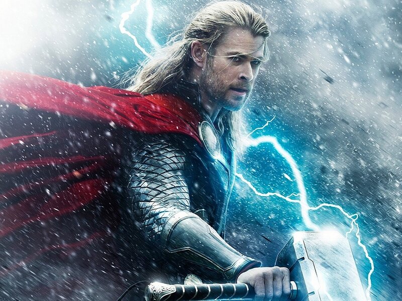 Thor in storm with lightning