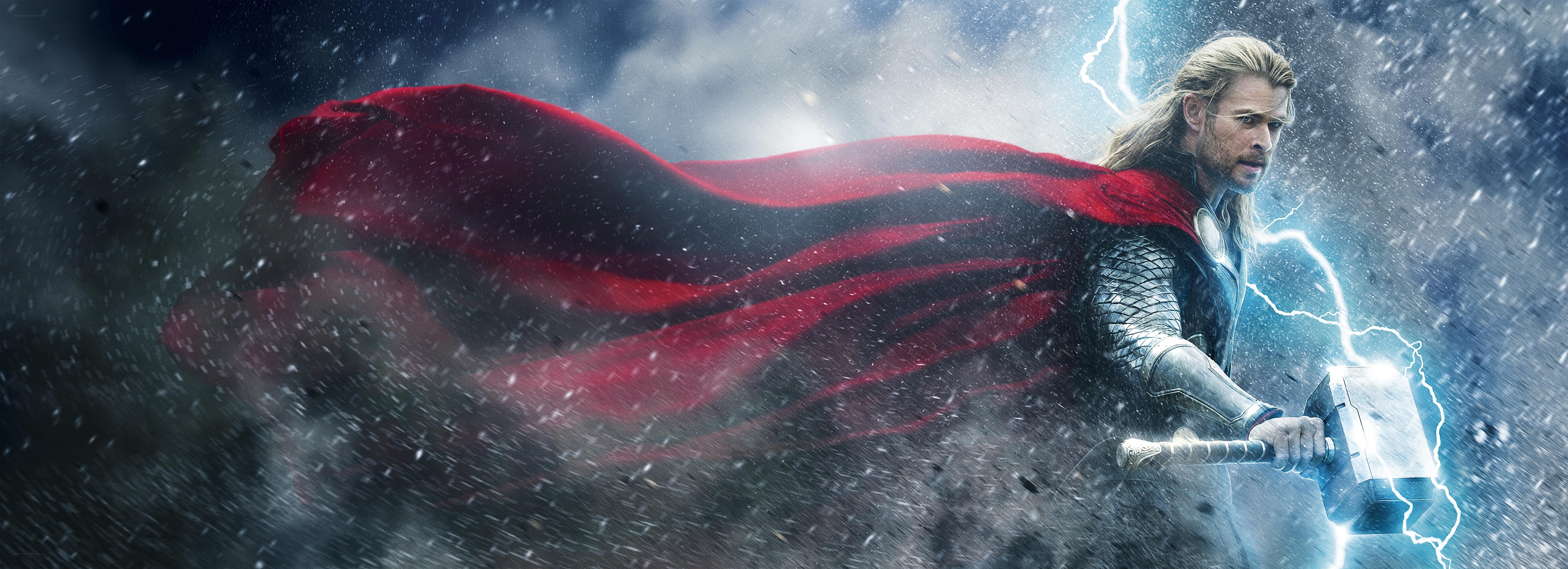 Thor in storm with Mjolnir