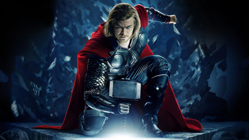 Thor Kneeling with Hammer — Blue