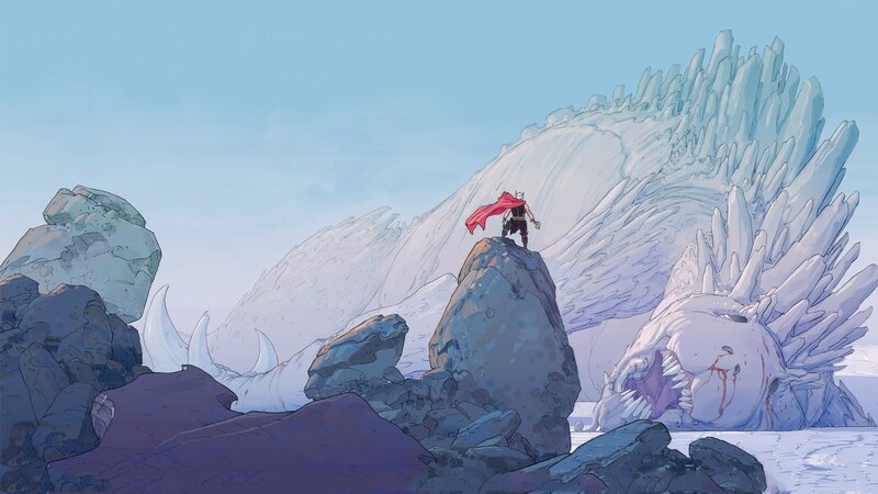 Thor on a Rock — Blue, Dramatic, Winter