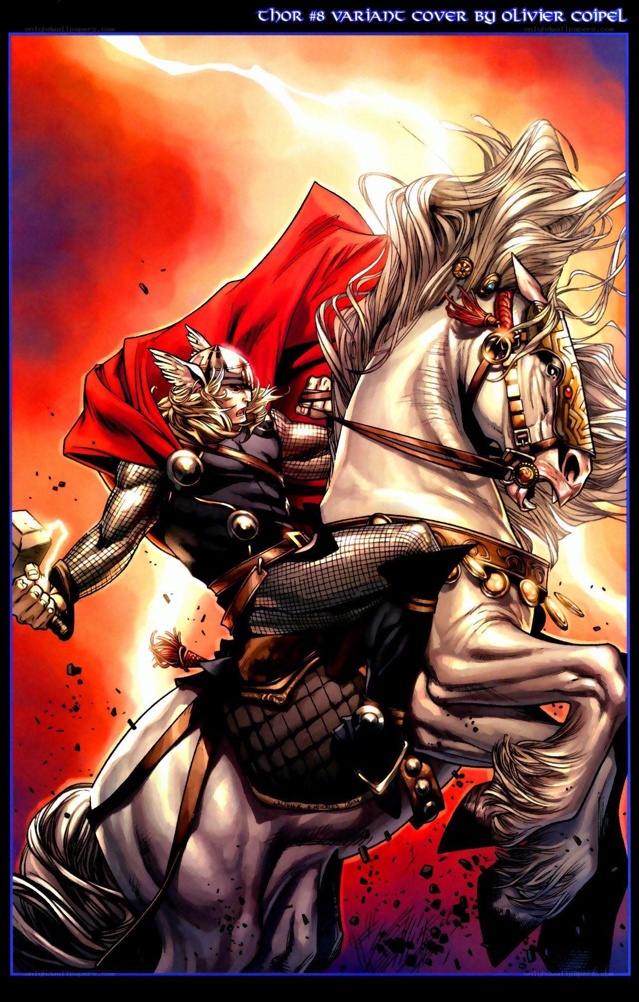 Thor on horseback in battle