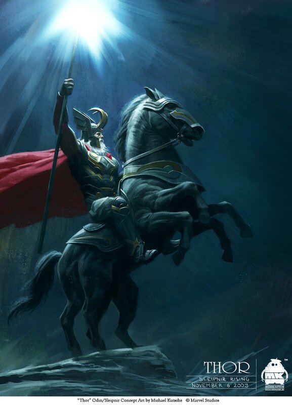 Thor on Sleipnir concept art