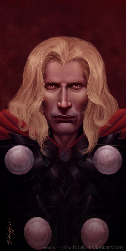 Thor portrait with red eyes