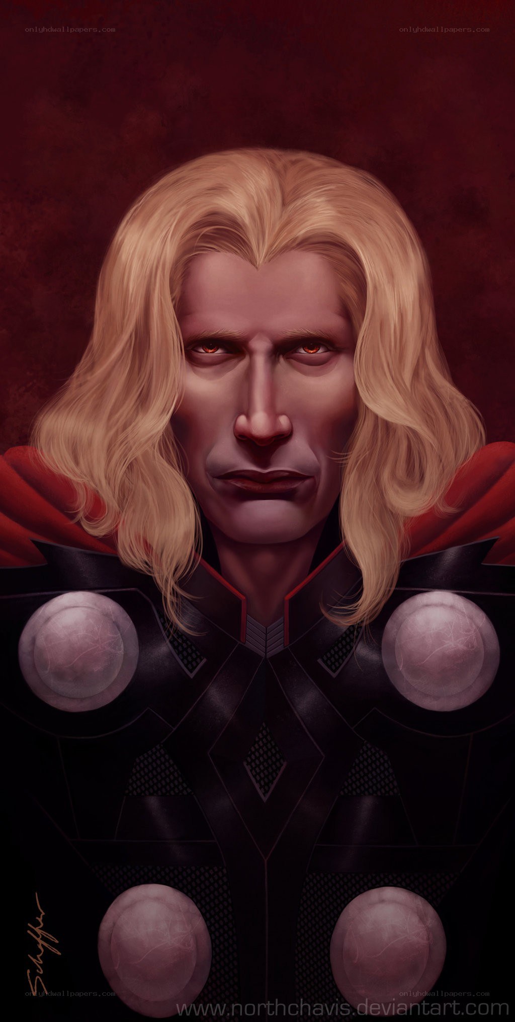Thor portrait with red eyes