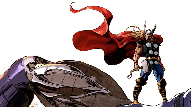 Thor stands over a fallen foe