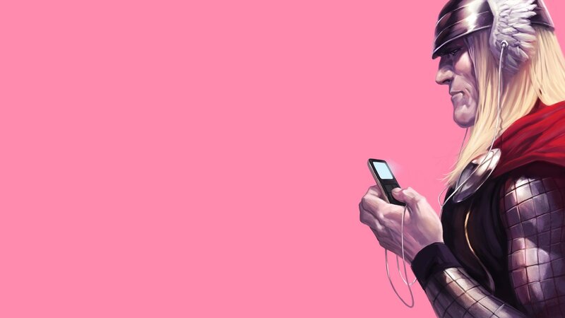 Thor Using a Music Player — Pink