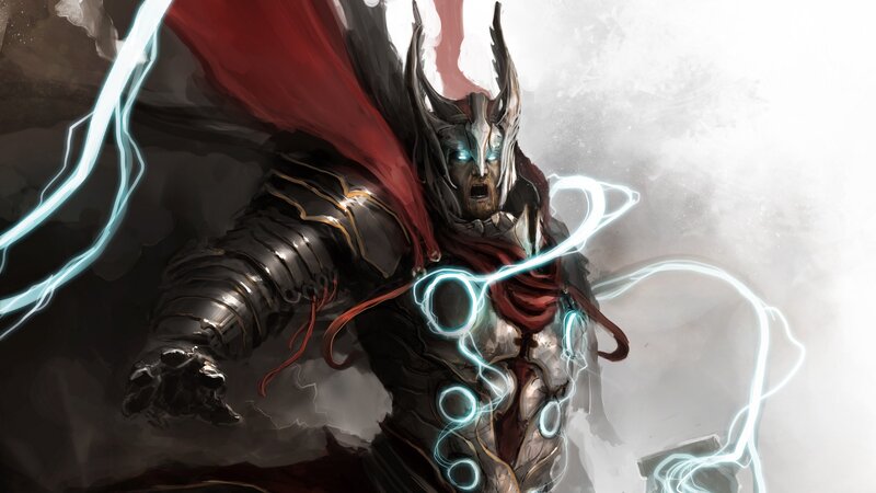 Thor wielding lightning