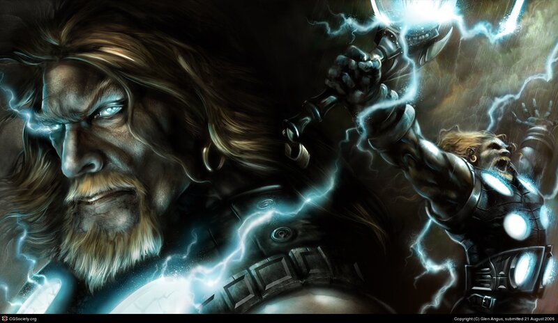 Thor Wielding Lightning — Black