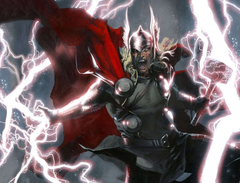 Thor Wielding Lightning — Red
