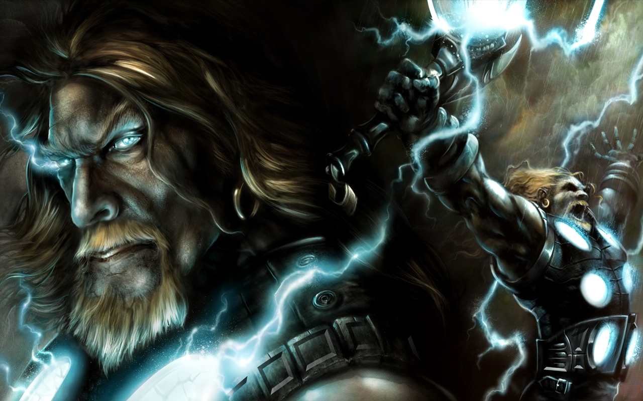 Thor wields lightning in battle