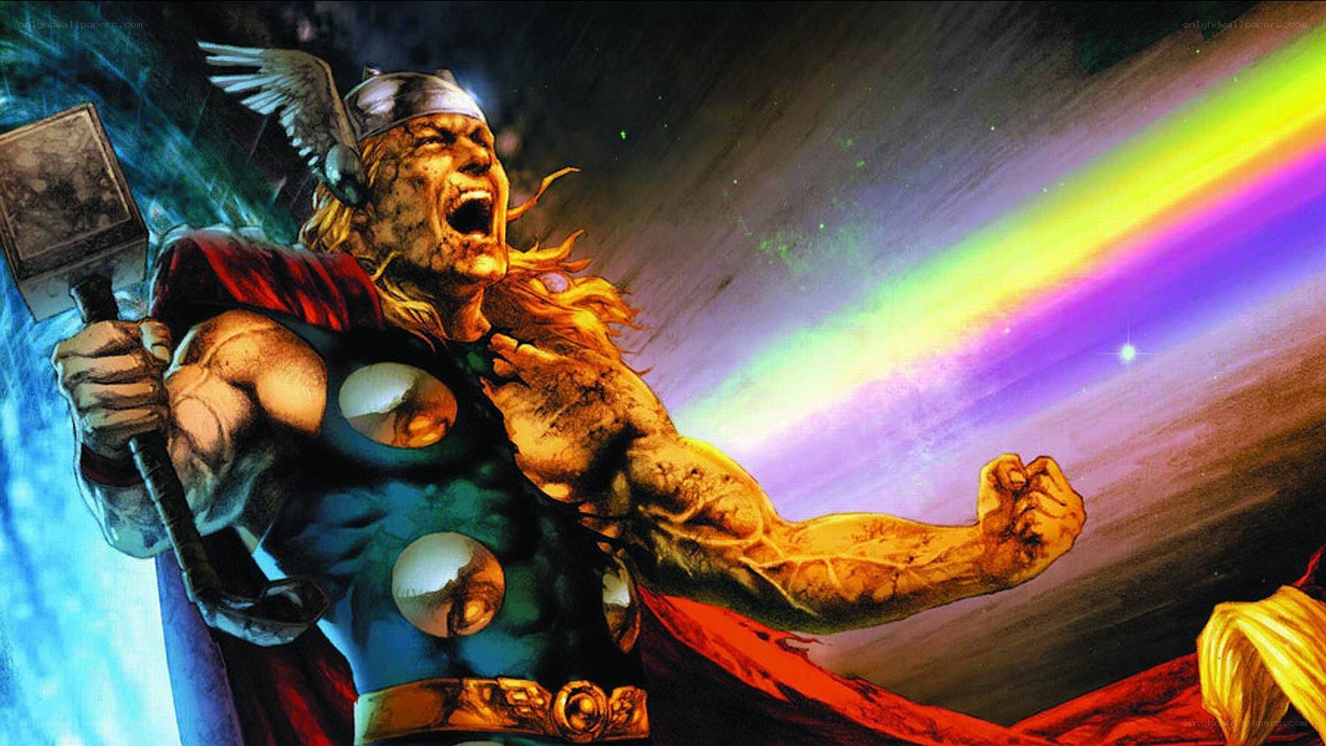 Thor wields Mjolnir in battle