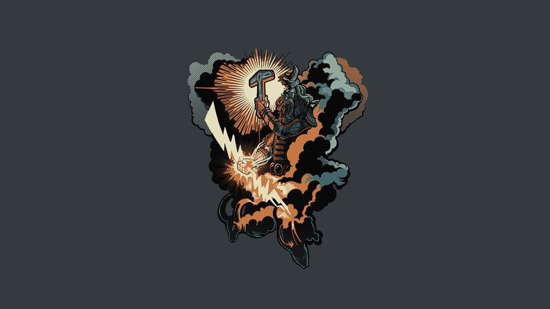 Thor with hammer and lightning
