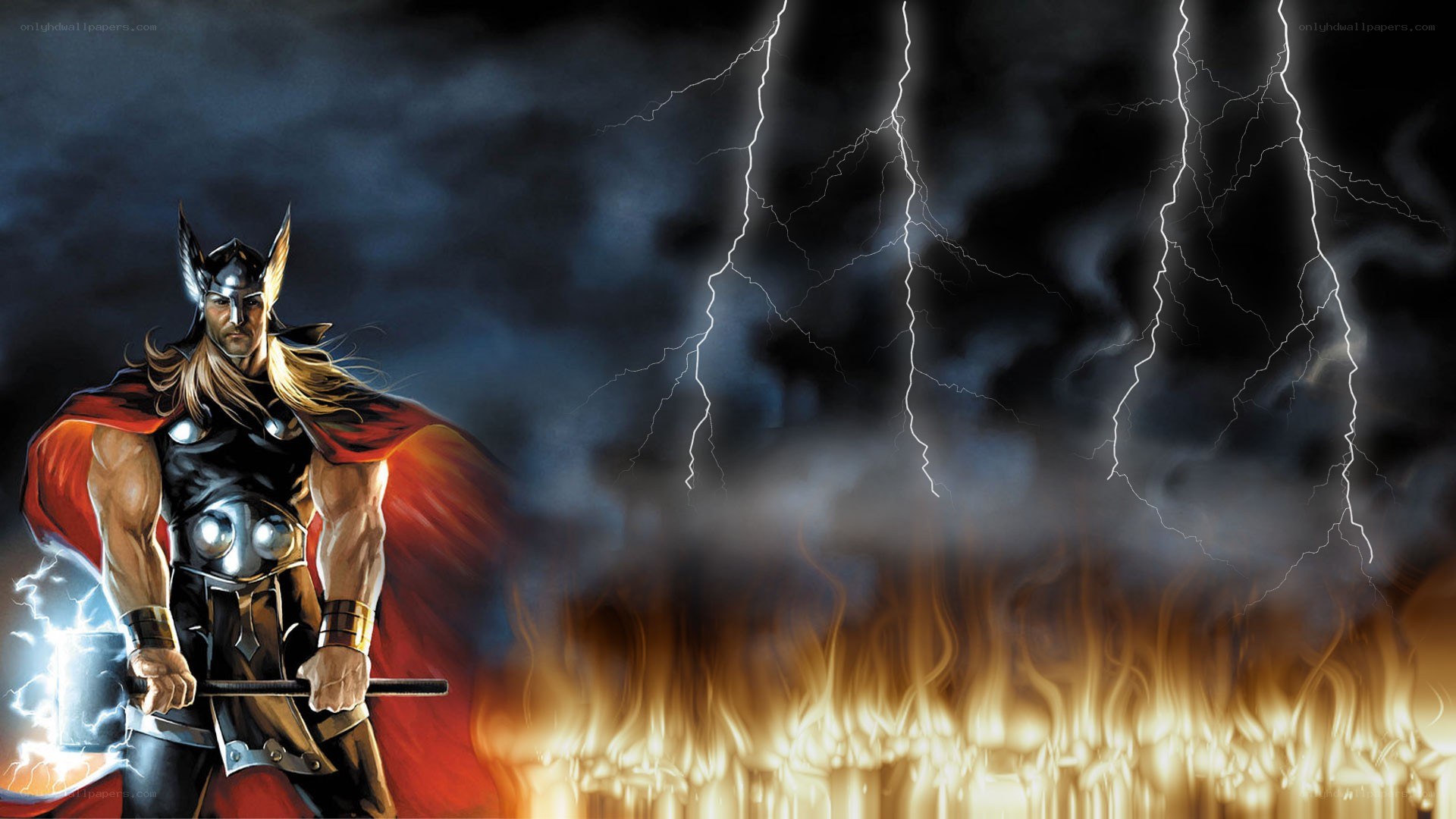 Thor with lightning and fire