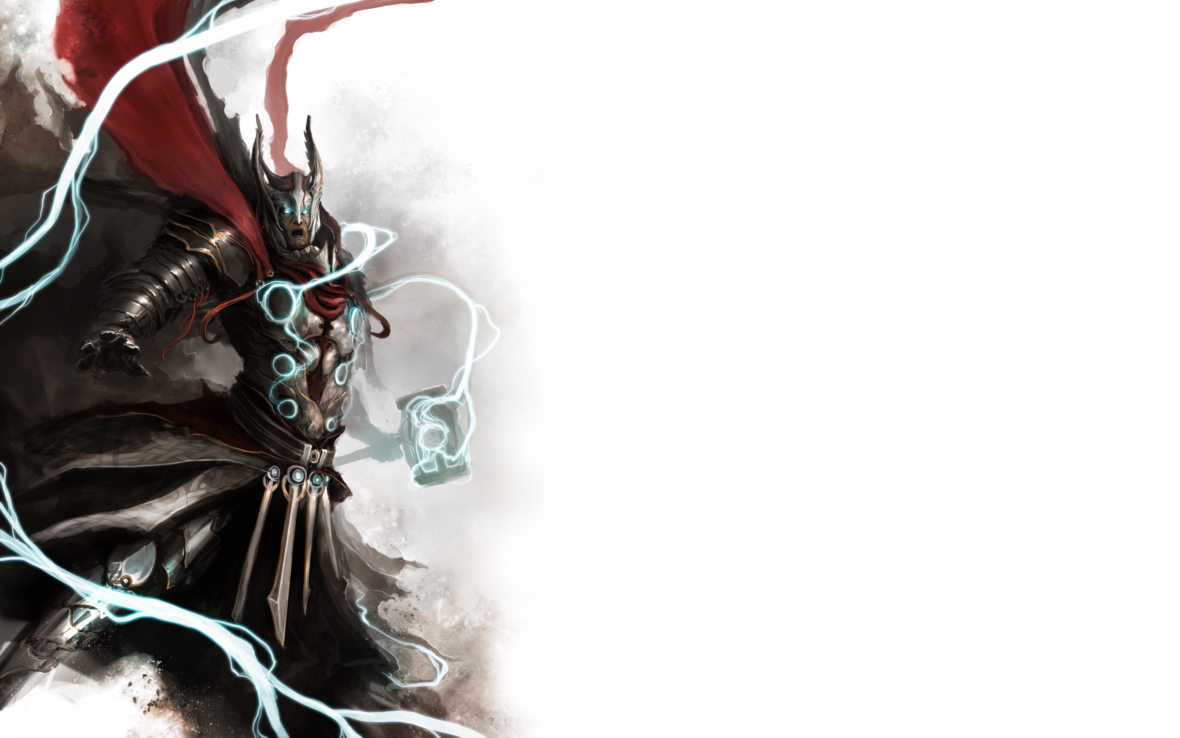 Thor with lightning and hammer