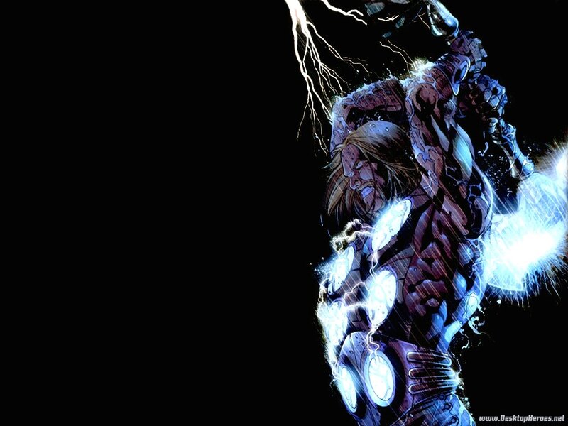 Thor with Lightning — Black, Dramatic, Comic
