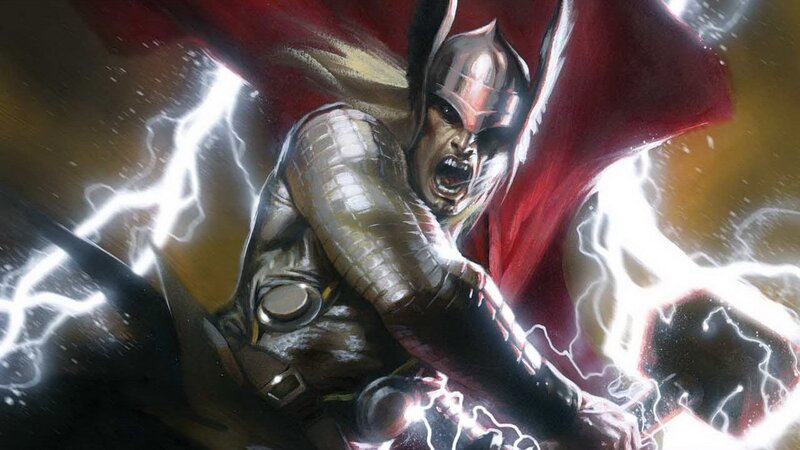 Thor with Lightning — Red