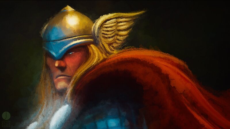 Thor with Red Cape — Dramatic, Digital Art