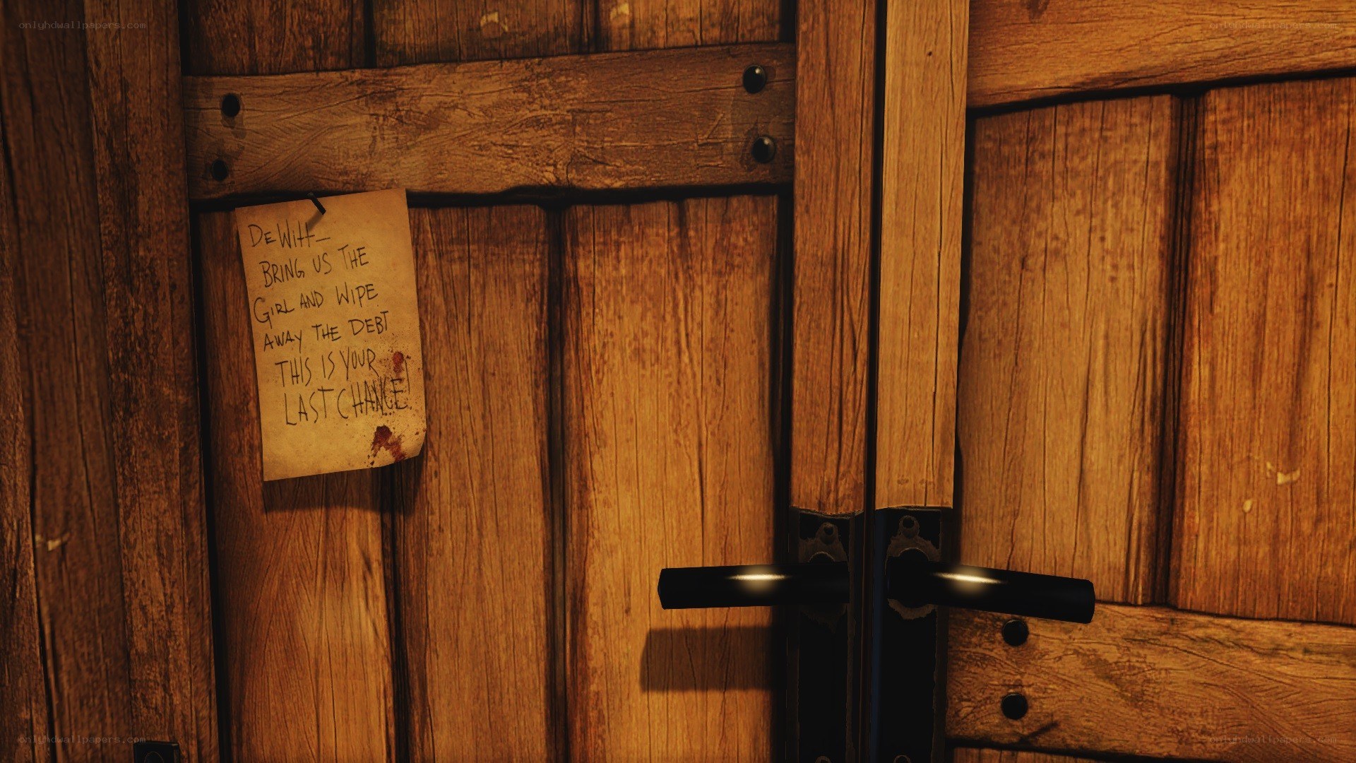 threatening note on wooden door