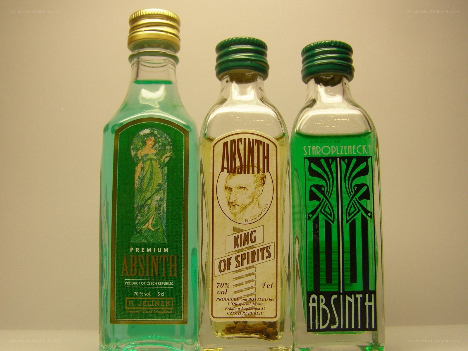 Three absinthe bottles
