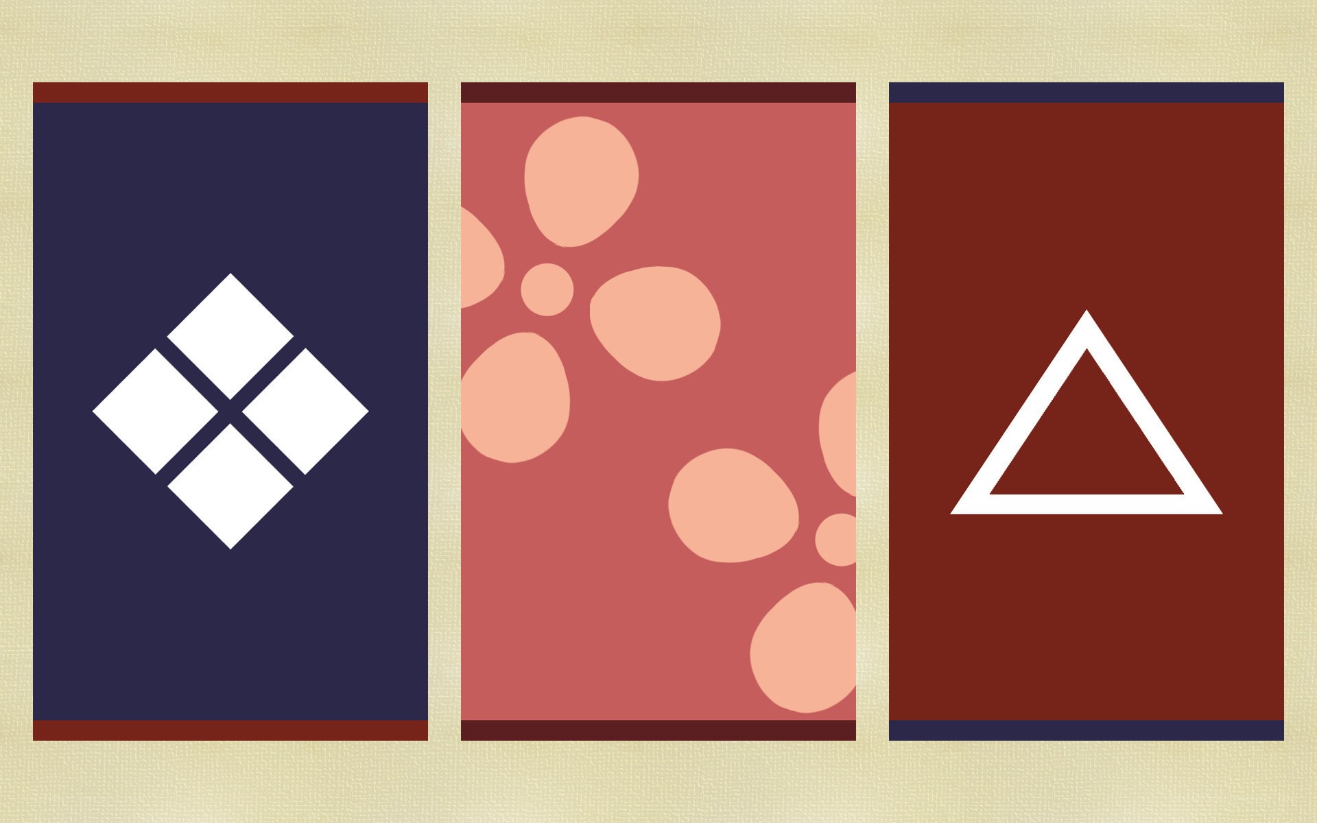 Three abstract geometric banners