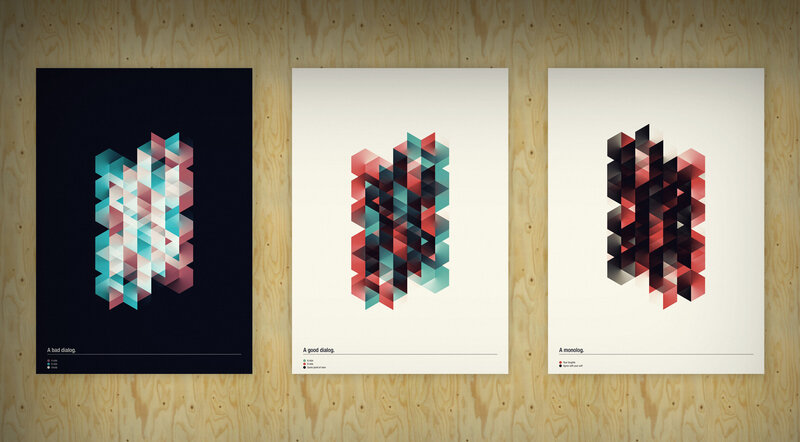 Three abstract geometric posters