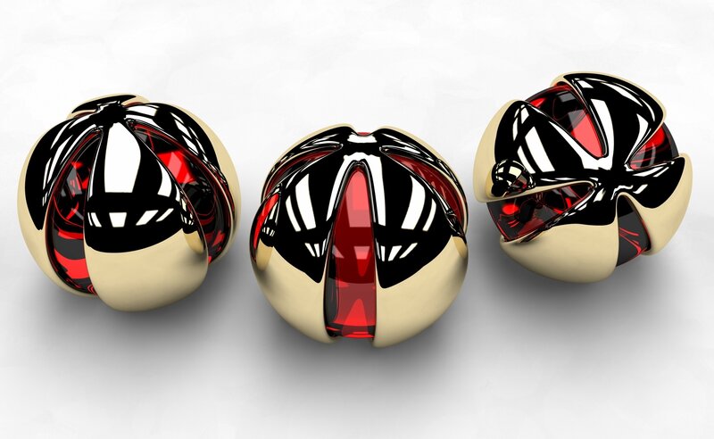 three abstract spheres