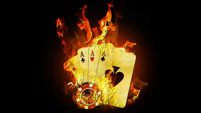 Three Aces and Poker Chip — Black