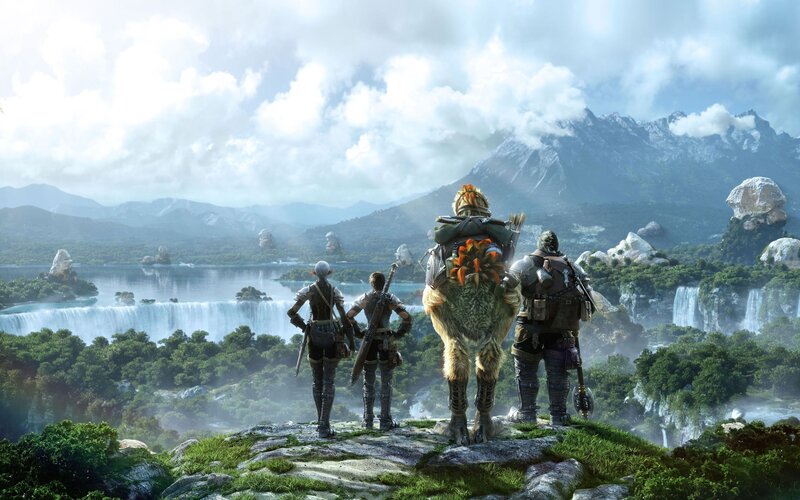 Three Adventurers on a Cliff — Green, Serene