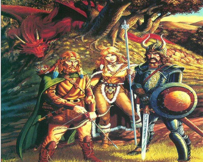 Three Adventurers with Dragon