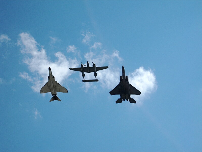 Three aircraft flying in formation