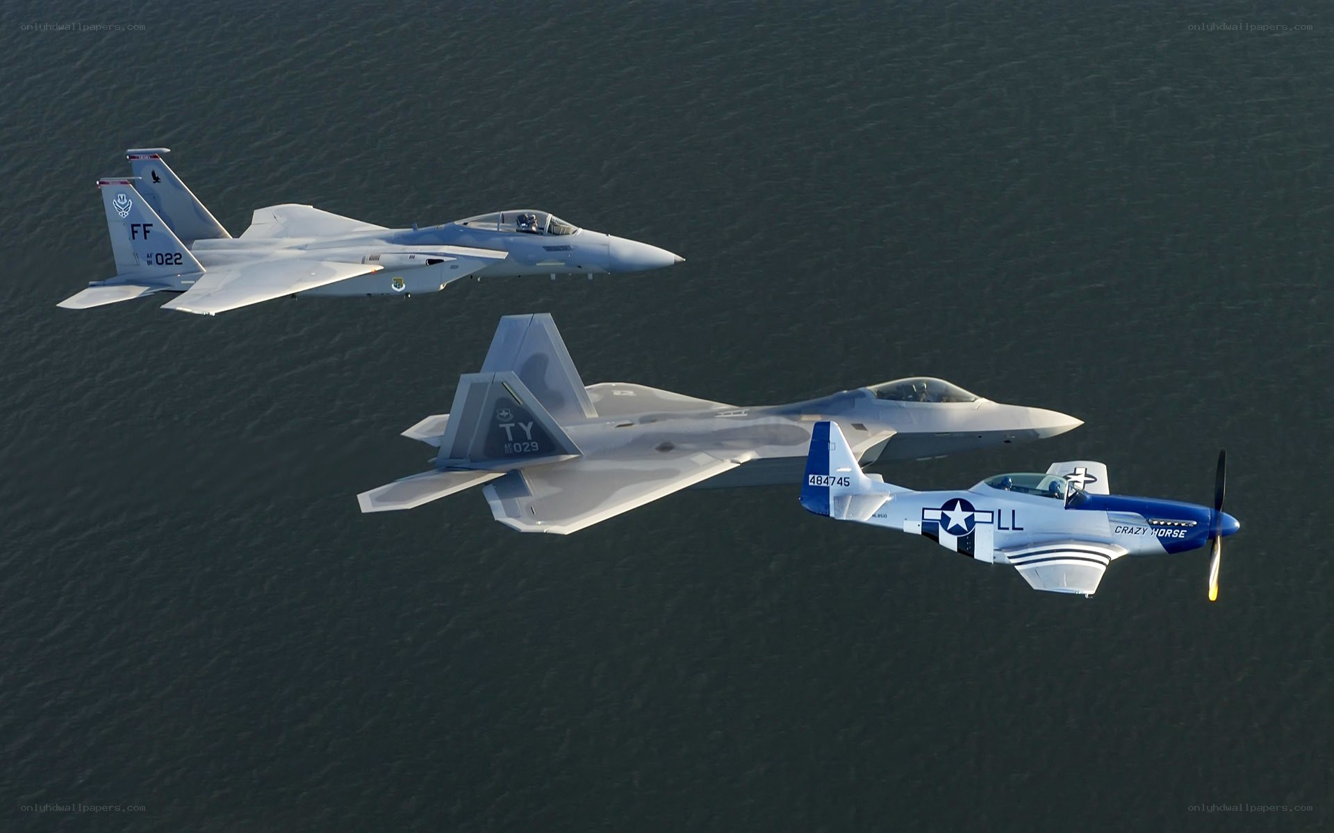 Three aircraft in flight