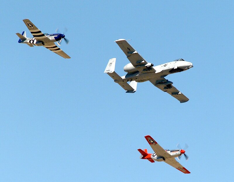 Three aircraft in formation flight