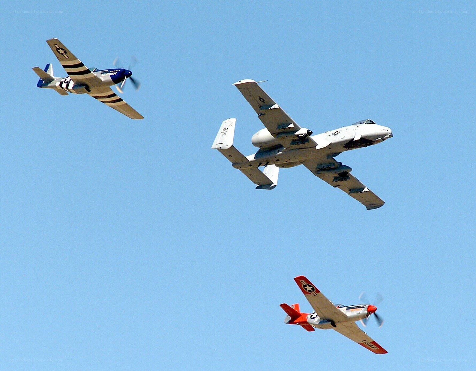 Three aircraft in formation flight