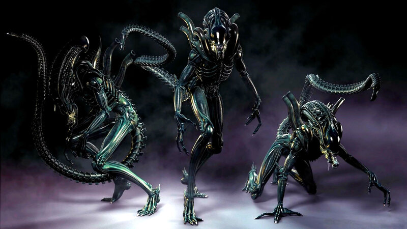 Three Alien Creatures — Black