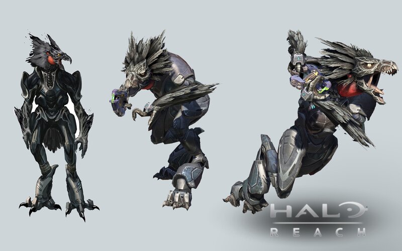 Three Alien Creatures — Gray, Dramatic, Digital Art