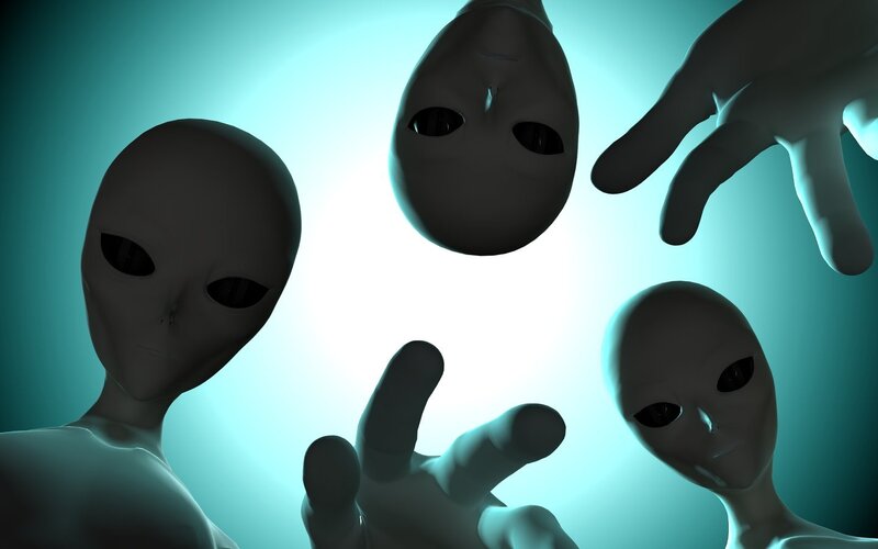 Three Alien Figures — Teal