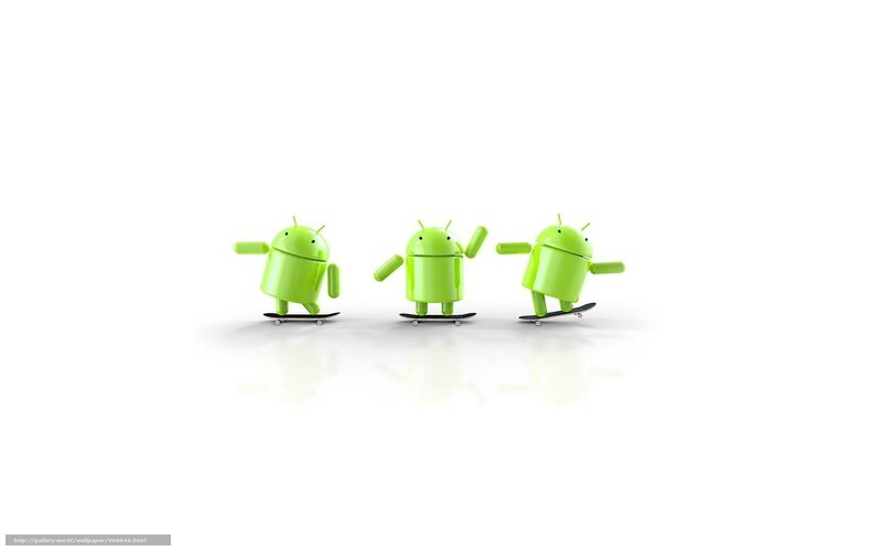Three Android Robots — Green, Playful