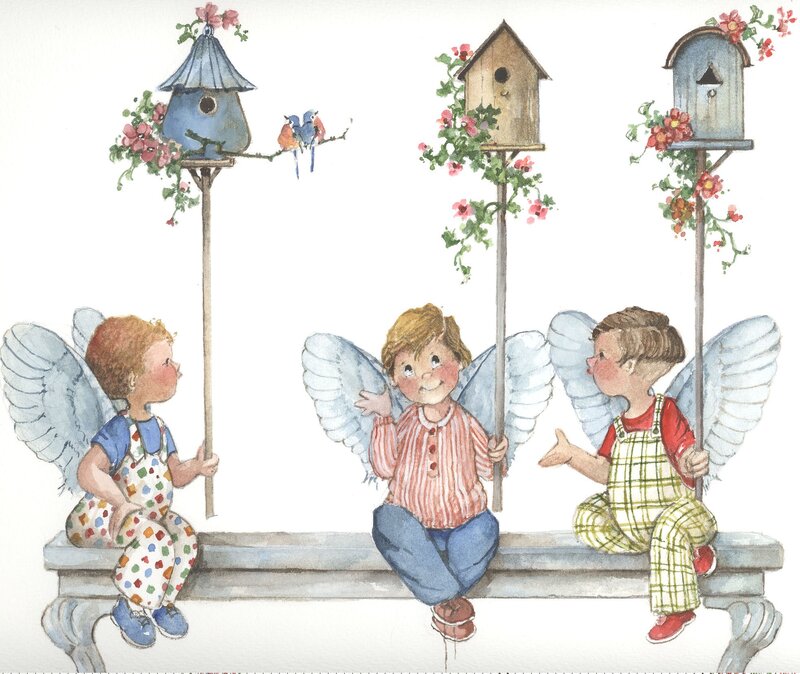 Three Angel Children — Blue