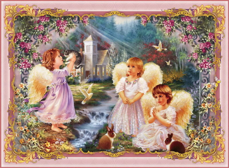 Three Angel Children — Pink