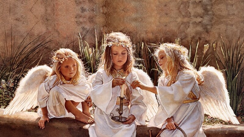 Three Angel Children — White