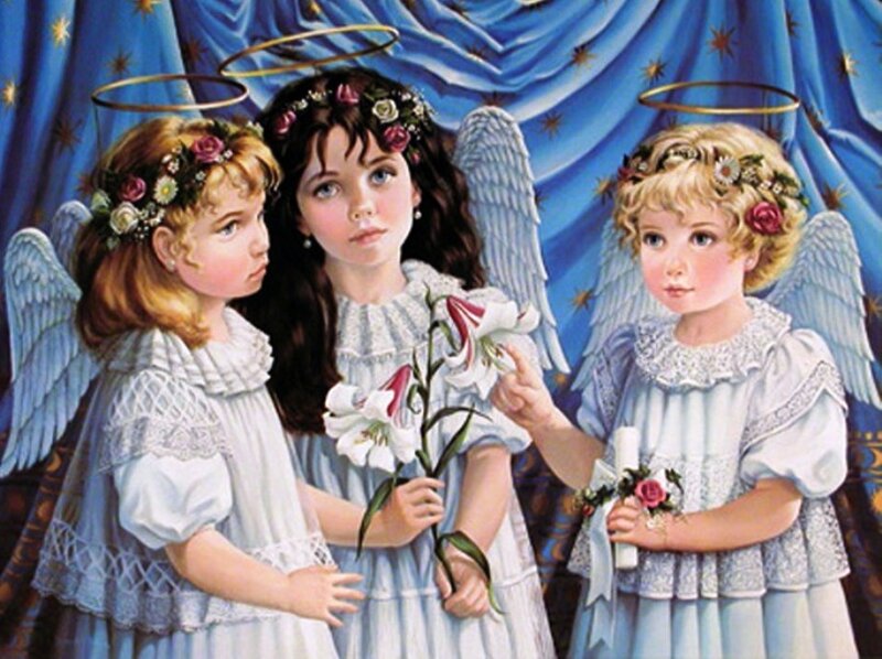Three Angelic Children — Blue