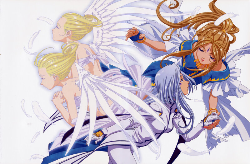 Three Angelic Figures — White, Dynamic
