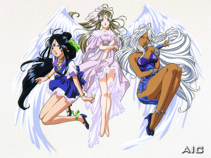 Three angelic figures with wings