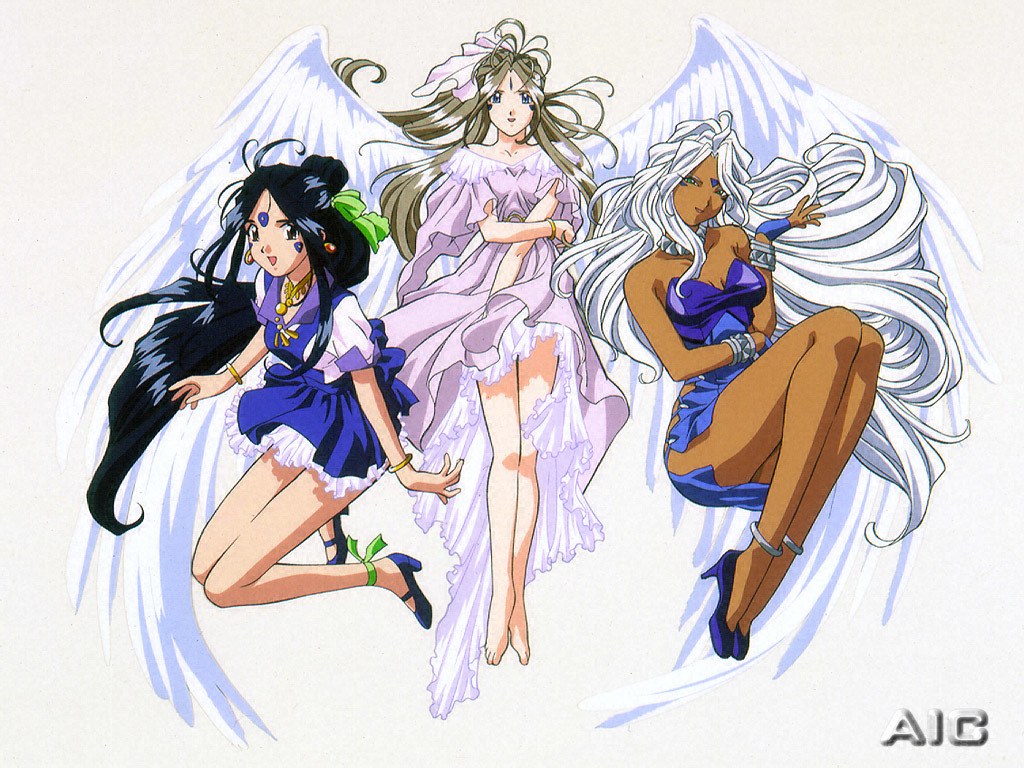 Three angelic figures with wings