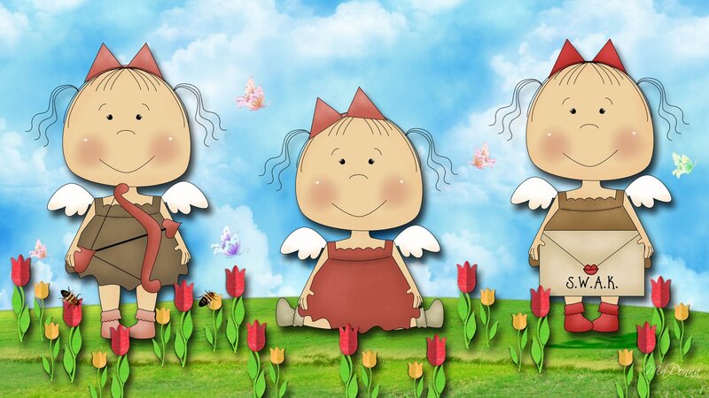 Three Angelic Girls — Blue