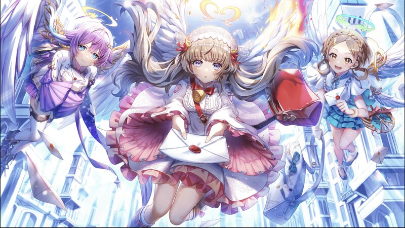 Three Angelic Girls Flying